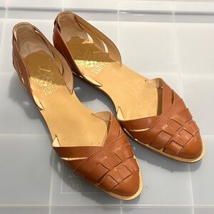 Vince Camuto Tan Leather D'Orsay Woven Flats